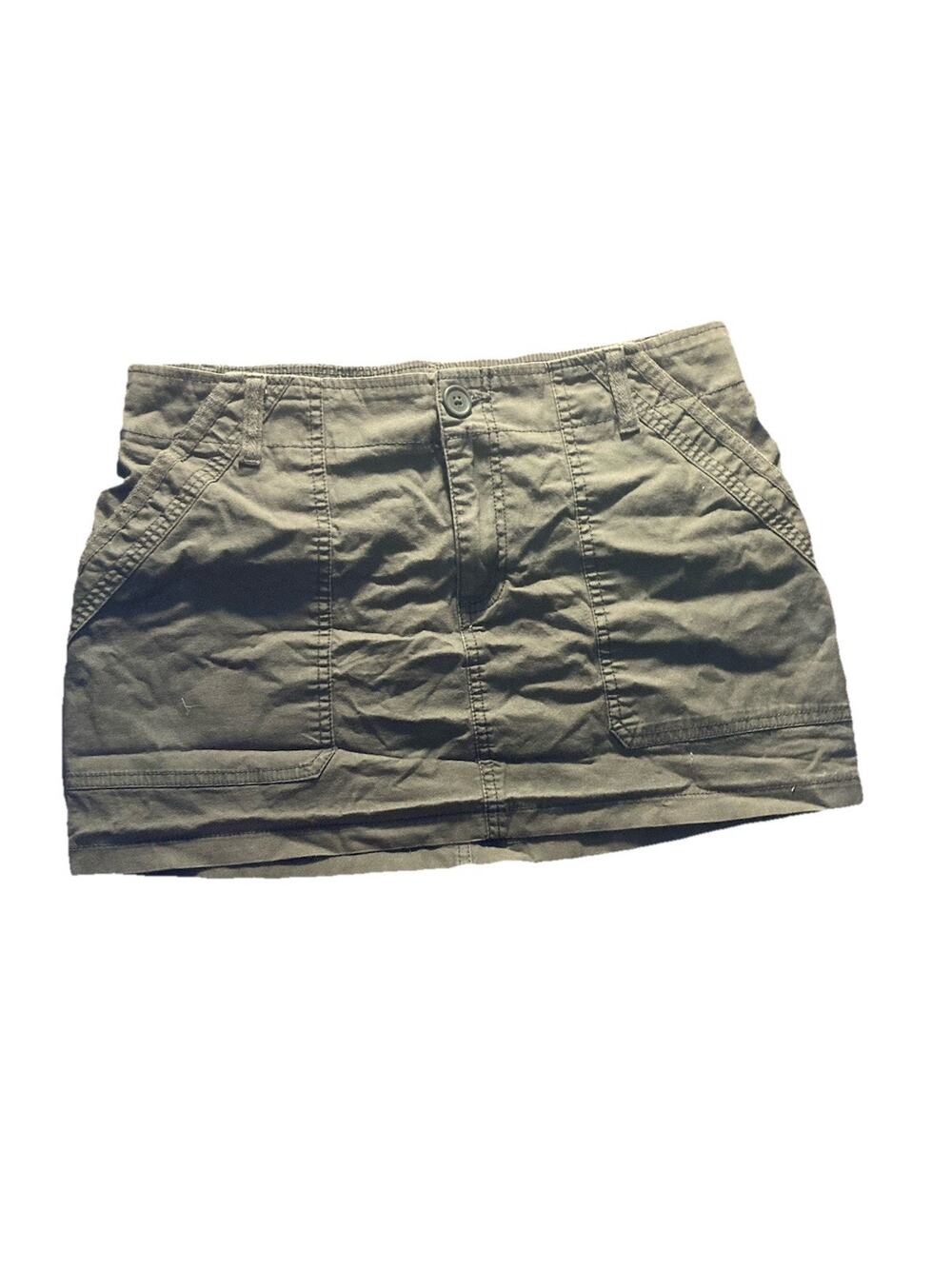 Wild Fable Skirt Womens M Green Solid Cargo Short Twill Pockets Elastic Waist